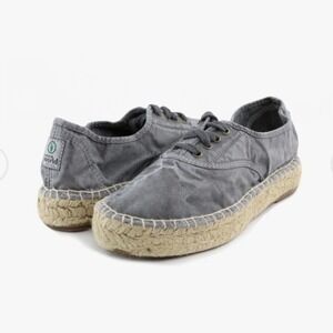 Natural World Eco Old Zen Platform Espadrille Sneakers Blue Gray Organic Cotton